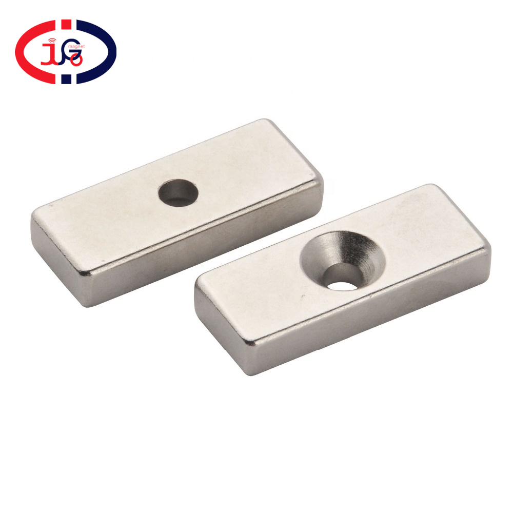 Magnet Custom block zinc/nickel coating neodymium magnet with countersunk hole